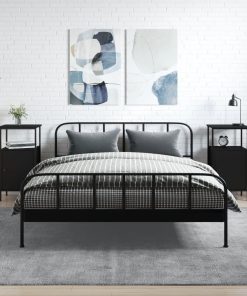 Comodini 2 Pz Neri 41x31x80 Cm In Legno Multistrato