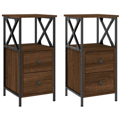 Comodini 2 Pz Rovere Marrone 34x35,5x70 Cm In Legno Multistrato - Image 2