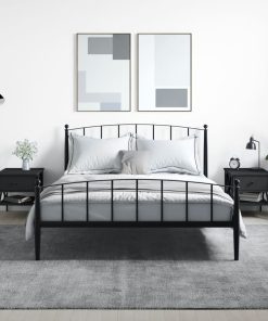 Comodini 2 Pz Neri 40x42x45 Cm In Legno Multistrato