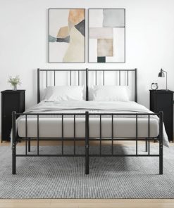 Comodini 2 Pz Neri 32x42x80 Cm In Legno Multistrato