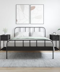 Comodini 2 Pz Neri 30x60x60 Cm In Legno Multistrato