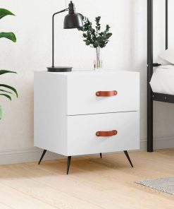 Comodino Bianco 40x35x47,5 Cm In Legno Multistrato