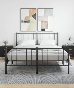 Comodini 2 Pz Neri 40x35x47,5 Cm In Legno Multistrato