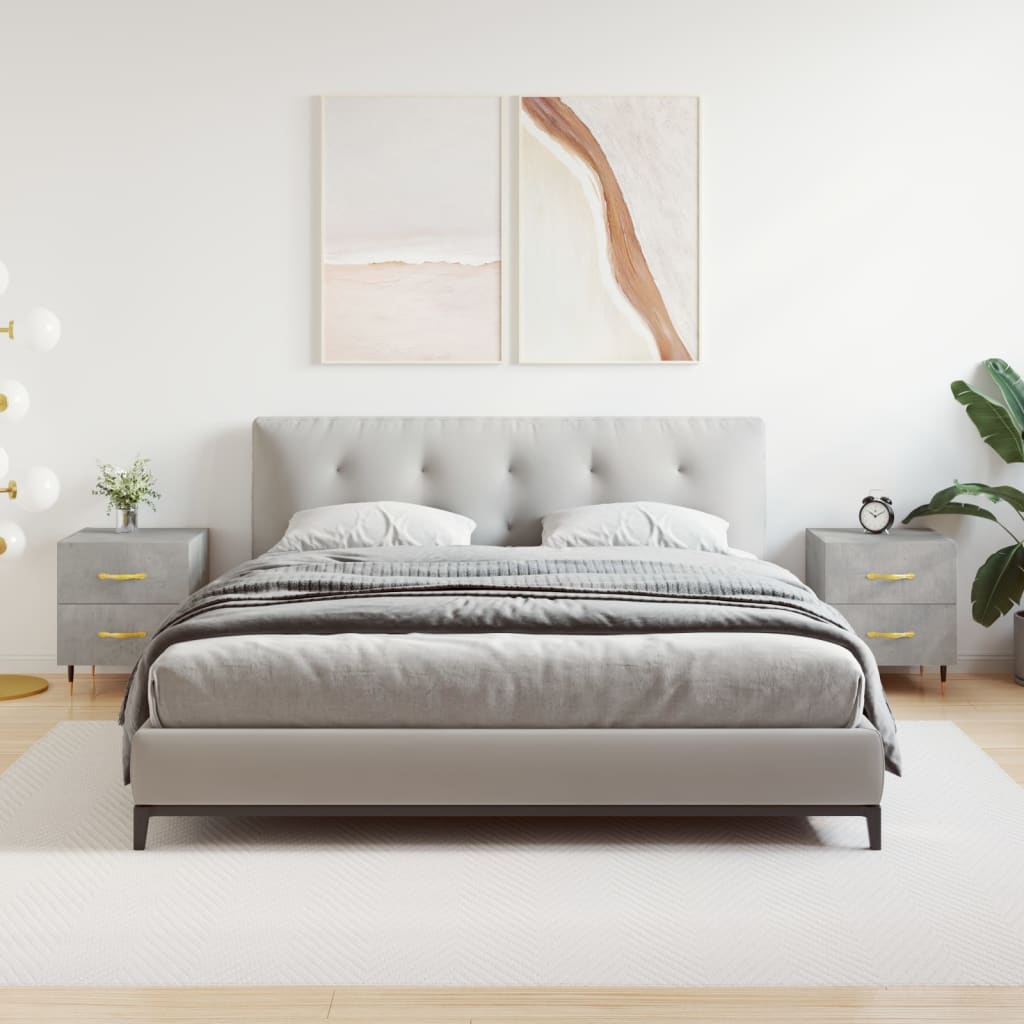 Comodini 2 Pz Grigio Cemento 40x35x47,5 Cm In Legno Multistrato