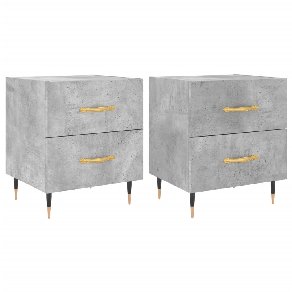 Comodini 2 Pz Grigio Cemento 40x35x47,5 Cm In Legno Multistrato - Image 2