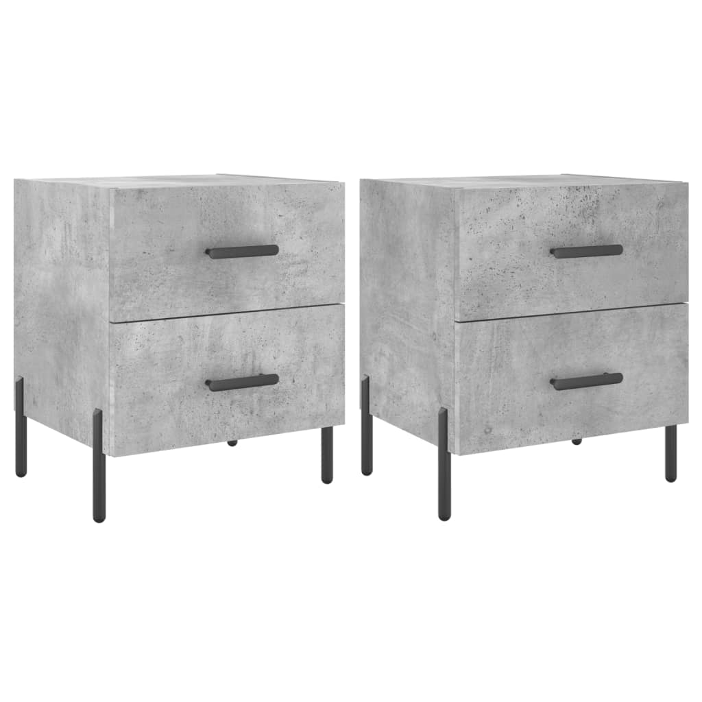 Comodini 2 Pz Grigio Cemento 40x35x47,5 Cm In Legno Multistrato - Image 2