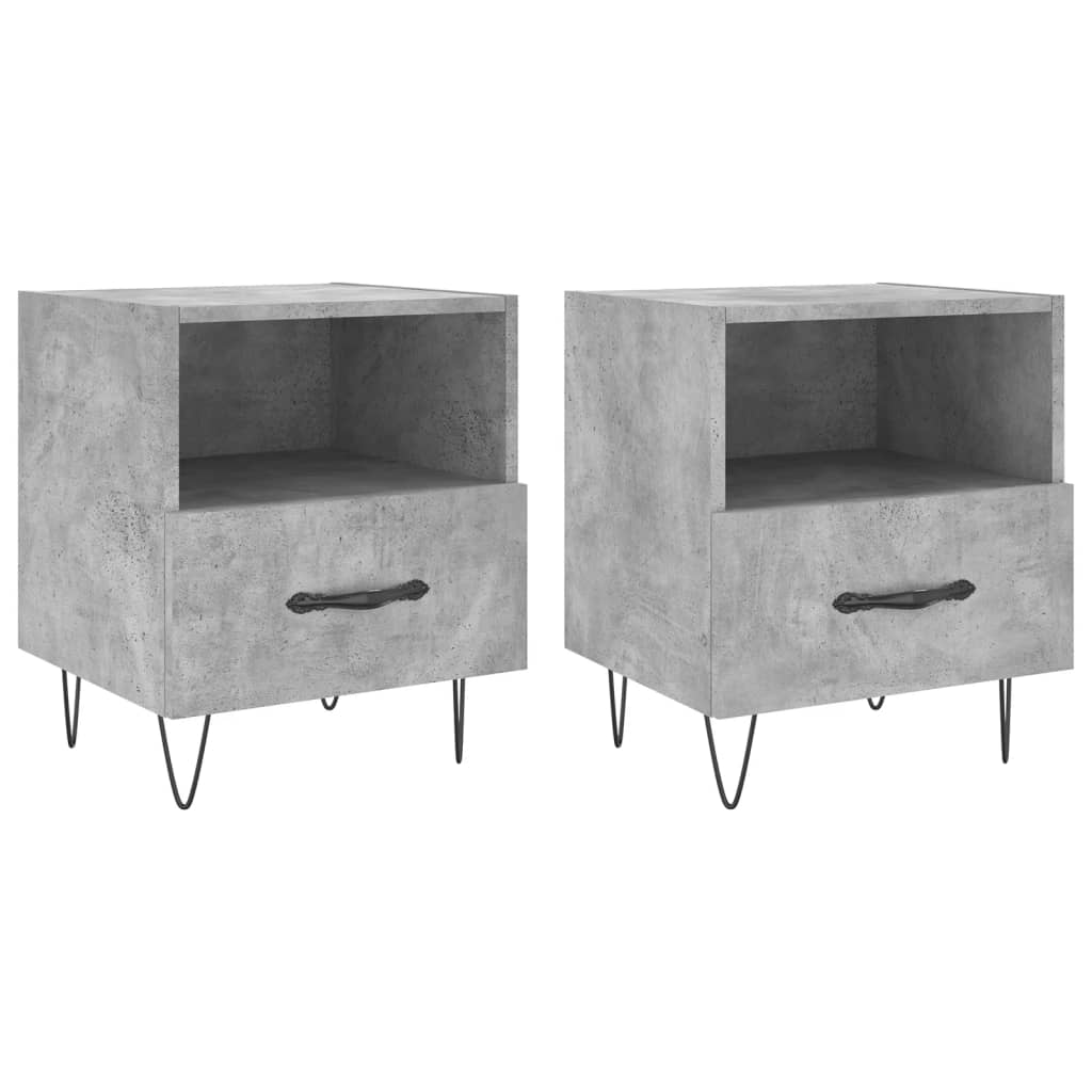 Comodini 2 Pz Grigio Cemento 40x35x47,5 Cm In Legno Multistrato - Image 2