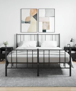 Comodini 2 Pz Neri 40x35x47,5 Cm In Legno Multistrato