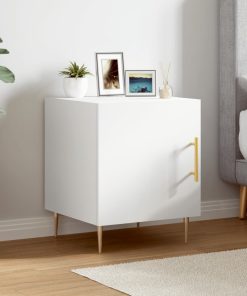 Comodino Bianco 40x40x50 Cm In Legno Multistrato