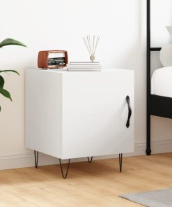 Comodino Bianco 40x40x50 Cm In Legno Multistrato