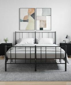 Comodini 2 Pz Neri 40x40x50 Cm In Legno Multistrato