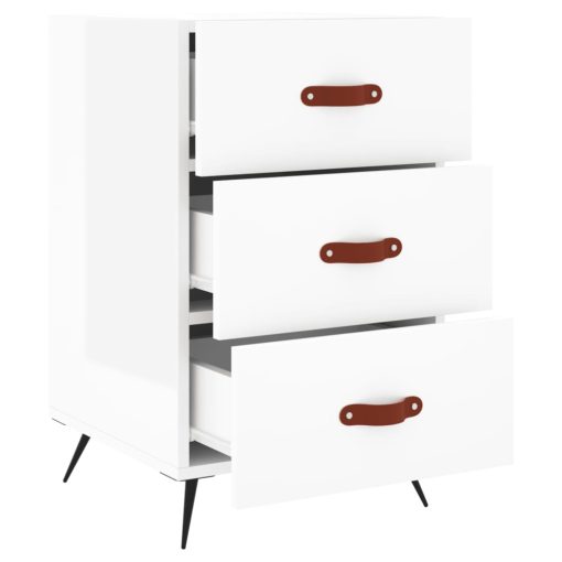 Comodino Bianco Lucido 40x40x66 Cm In Legno Multistrato - Image 5