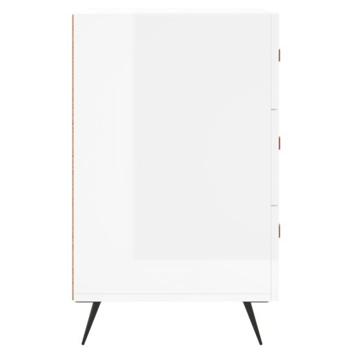 Comodino Bianco Lucido 40x40x66 Cm In Legno Multistrato - Image 6