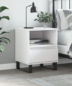 Comodino Bianco 40x35x50 Cm In Legno Multistrato