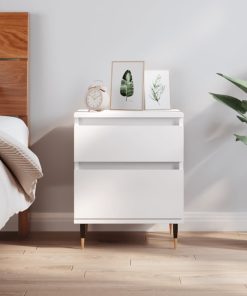 Comodino Bianco 40x35x50 Cm In Legno Multistrato