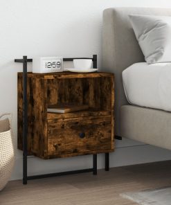 Comodino A Muro Rovere Fumo 40x30x61 Cm Legno Multistrato