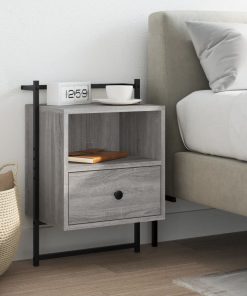 Comodino A Muro Grigio Sonoma 40x30x61 Cm Legno Multistrato