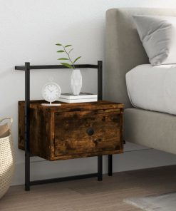 Comodino A Muro Rovere Fumo 35x30x51 Cm Legno Multistrato