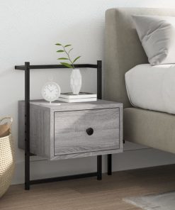 Comodino A Muro Grigio Sonoma 35x30x51 Cm Legno Multistrato