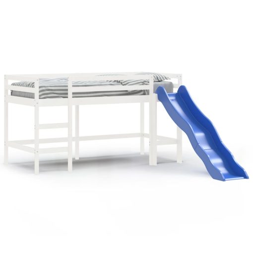 Letto Soppalco Scivolo Bambini Bianco 90x190 Cm Massello Pino - Image 2