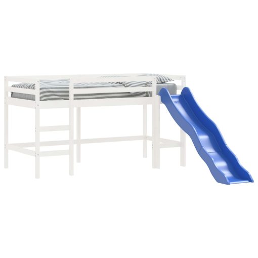 Letto Soppalco Scivolo Bambini Bianco 90x190 Cm Massello Pino - Image 3