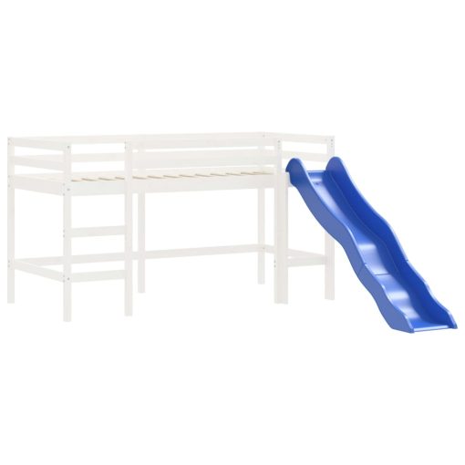 Letto Soppalco Scivolo Bambini Bianco 90x190 Cm Massello Pino - Image 4