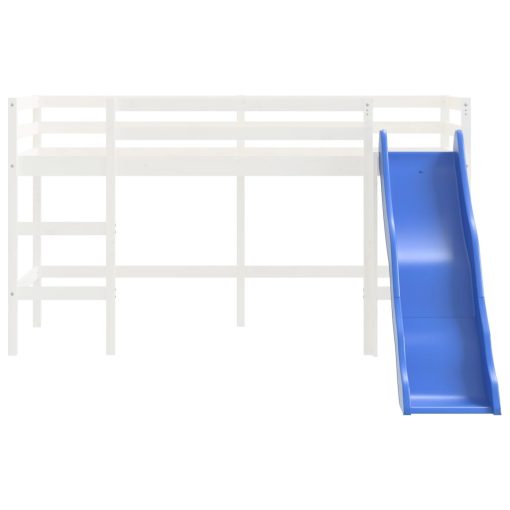 Letto Soppalco Scivolo Bambini Bianco 90x190 Cm Massello Pino - Image 5