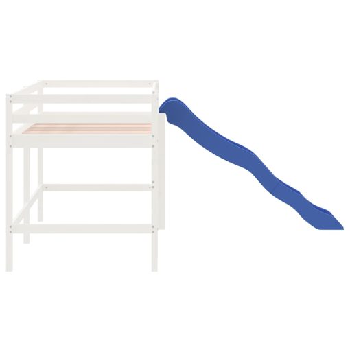 Letto Soppalco Scivolo Bambini Bianco 90x190 Cm Massello Pino - Image 6