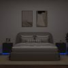 Comodini Con Luci Led 2pz Neri In Legno Multistrato