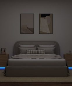 Comodini Con Luci Led 2pz Rovere Sonoma In Legno Multistrato