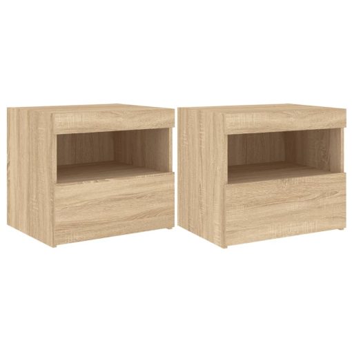 Comodini Con Luci Led 2pz Rovere Sonoma 50x40x45 cm - Image 2