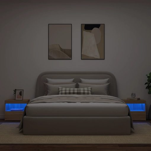 Comodini Con Luci Led 2pz Rovere Sonoma 50x40x45 cm - Image 4