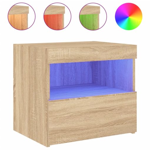 Comodini Con Luci Led 2pz Rovere Sonoma 50x40x45 cm - Image 6