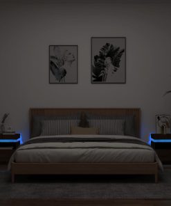 Comodini Con Luci Led 2pz Rovere Marrone 40x39x48,5 cm