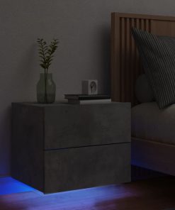 Comodino A Parete Con Luci Led Grigio Cemento