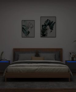 Comodini A Parete Con Luci Led 2 Pz Neri