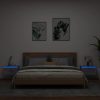 Comodini A Parete Con Luci Led 2 Pz Grigio Cemento