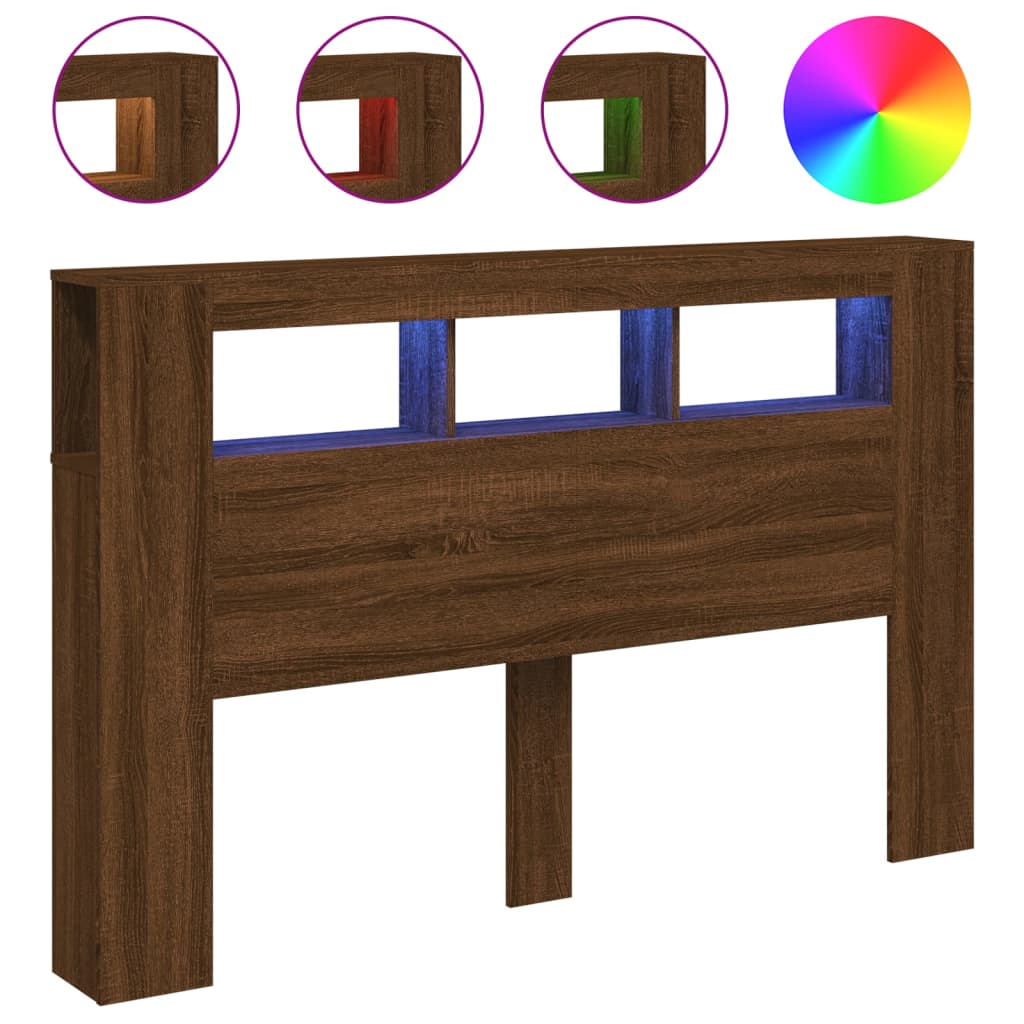 Testiera Led Rovere Marrone 160x18,5x103,5 Cm Legno Multistrato - Image 2