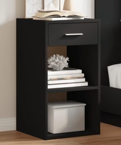 Comodini 2pz Neri 35x34x65 Cm In Legno Multistrato