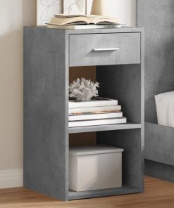Comodini 2 Pz Grigio Cemento 35x34x65 Cm In Legno Multistrato
