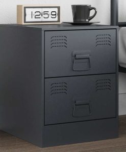 Comodino Antracite 34,5x39x44 Cm In Acciaio