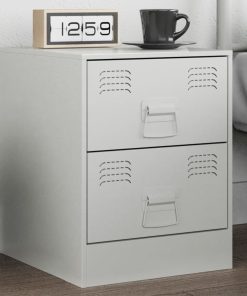 Comodino Bianco 34,5x39x44 Cm In Acciaio