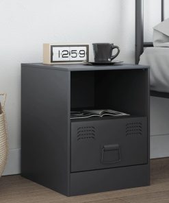 Comodino Antracite 34,5x39x44 Cm In Acciaio