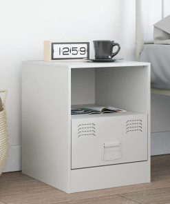 Comodino Bianco 34,5x39x44 Cm In Acciaio