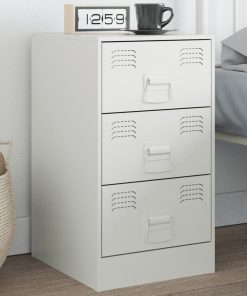 Comodino Bianco 34,5x39x62 Cm In Acciaio