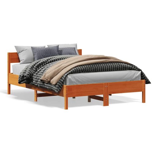 Letto Senza Materasso Marrone Cera 150x200 Cm In Legno Di Pino