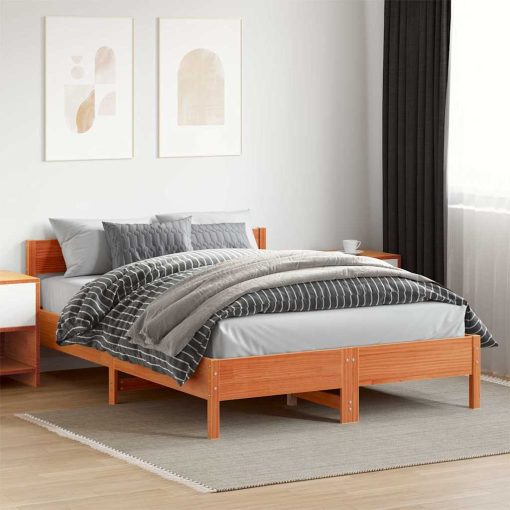 Letto Senza Materasso Marrone Cera 150x200 Cm In Legno Di Pino - Image 3