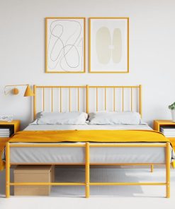 Comodini 2 Pz Giallo Senape 36x39x50,5 Cm In Acciaio