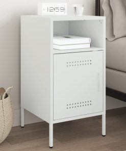 Comodino Bianco 36x39x68 Cm In Acciaio