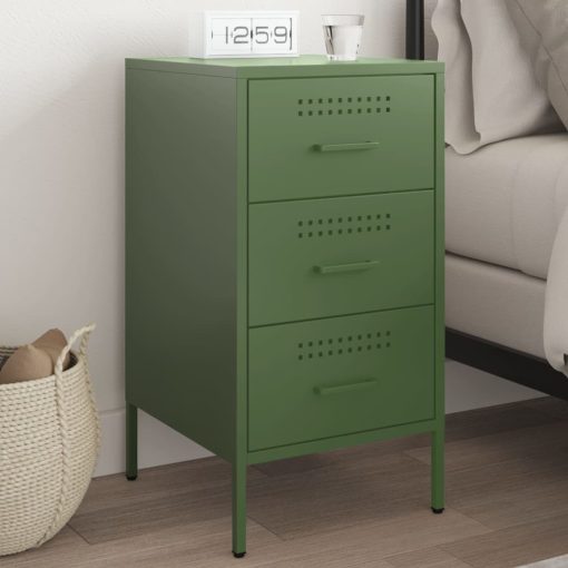 Comodino Verde Oliva 36x39x68 Cm In Acciaio